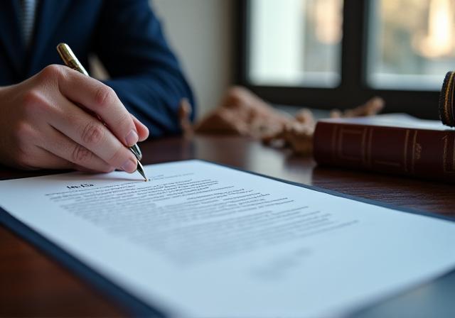 Professionista legale che esamina un contratto ufficiale a Roma
